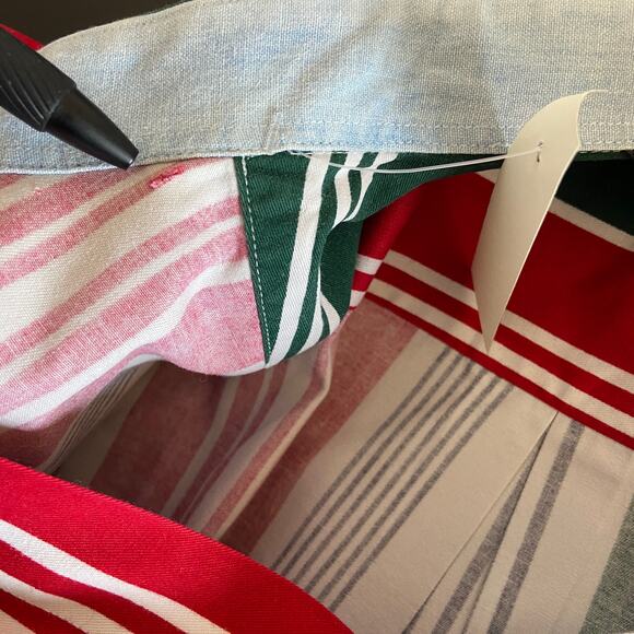 Vintage Nautica Red Green Blue Vertical Stripe Long Sleeve Shirt - Men's M - Picture 4 of 6